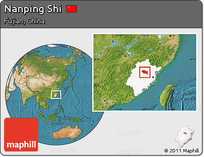 Satellite Location Map of Nanping Shi, highlighted parent region