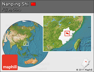 Satellite Location Map of Nanping Shi, highlighted parent region