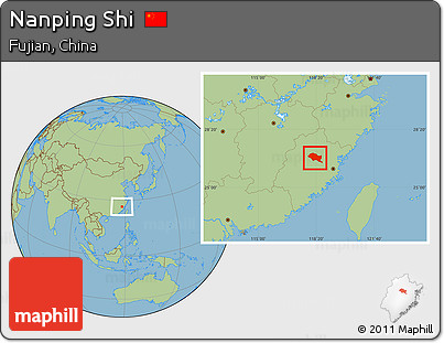 Savanna Style Location Map of Nanping Shi