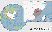 Savanna Style Location Map of Nanping Shi, highlighted country, highlighted parent region, hill shading