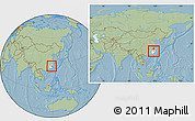 Savanna Style Location Map of Nanping Shi, highlighted parent region, within the entire country, hill shading