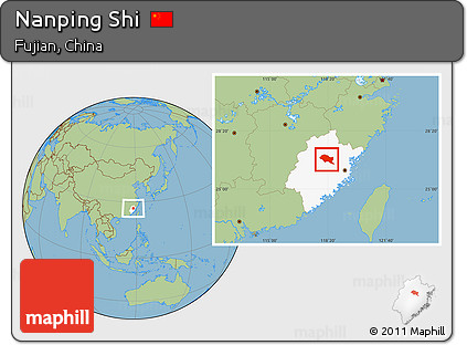 Savanna Style Location Map of Nanping Shi, highlighted parent region