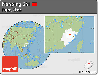 Savanna Style Location Map of Nanping Shi, highlighted parent region