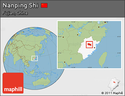 Savanna Style Location Map of Nanping Shi, highlighted parent region