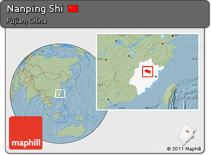 Savanna Style Location Map of Nanping Shi, highlighted parent region, hill shading