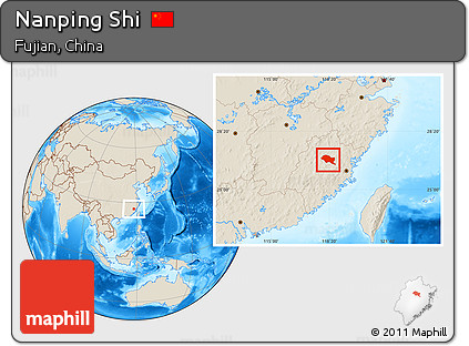 Shaded Relief Location Map of Nanping Shi