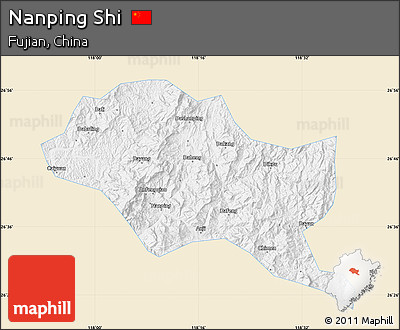 Classic Style Map of Nanping Shi, single color outside