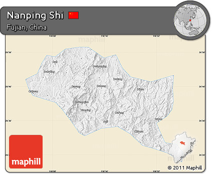 Classic Style Map of Nanping Shi, single color outside