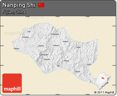 Classic Style Map of Nanping Shi, single color outside