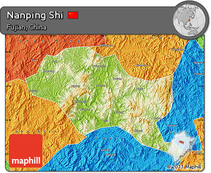 Physical Map of Nanping Shi, political outside