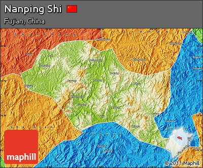 Physical Map of Nanping Shi, political outside