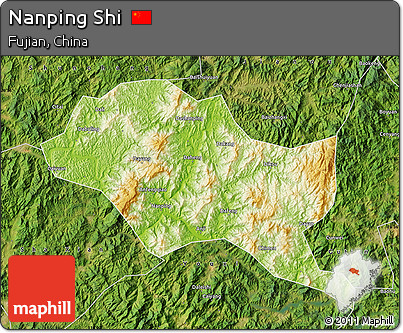 Physical Map of Nanping Shi, satellite outside