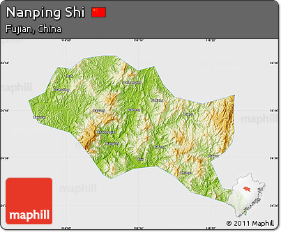 Physical Map of Nanping Shi, single color outside