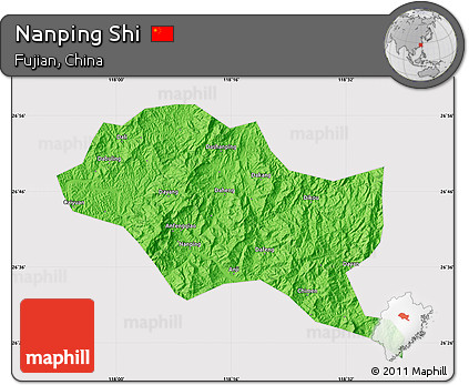 Political Map of Nanping Shi, cropped outside