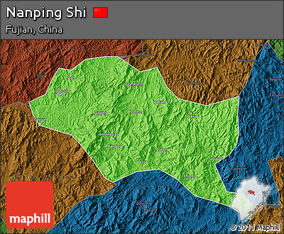 Political Map of Nanping Shi, darken