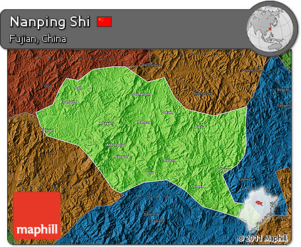 Political Map of Nanping Shi, darken
