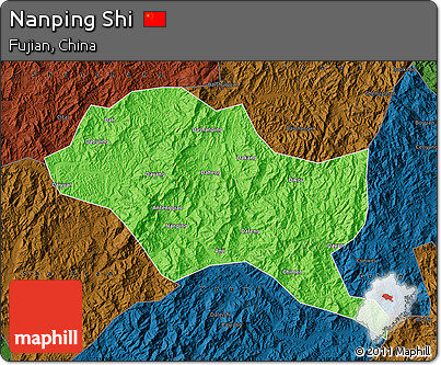 Political Map of Nanping Shi, darken