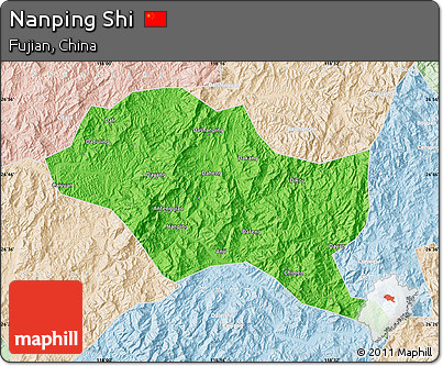Political Map of Nanping Shi, lighten