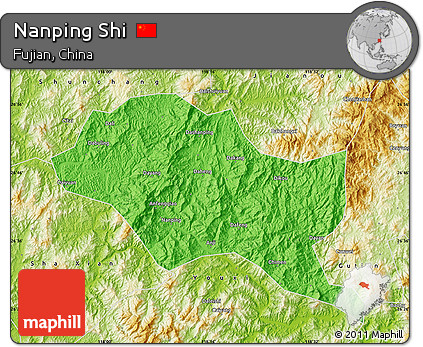 Political Map of Nanping Shi, physical outside