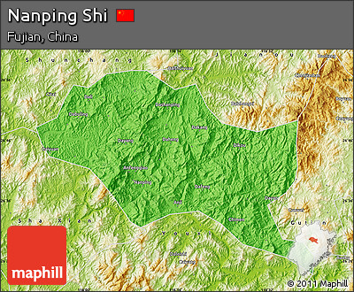 Political Map of Nanping Shi, physical outside