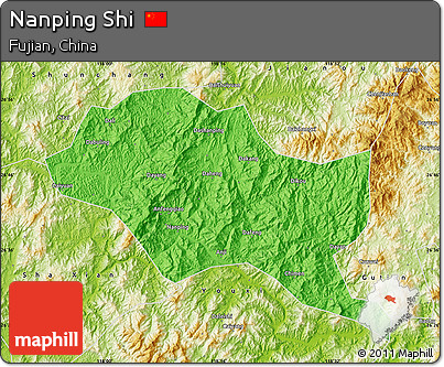 Political Map of Nanping Shi, physical outside