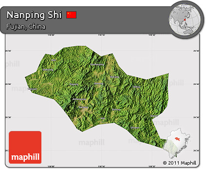 Satellite Map of Nanping Shi, cropped outside