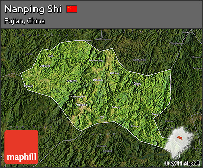 Satellite Map of Nanping Shi, darken