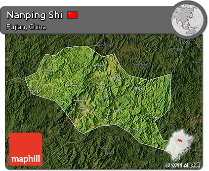Satellite Map of Nanping Shi, darken