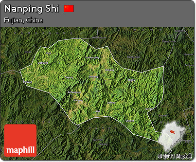 Satellite Map of Nanping Shi, darken