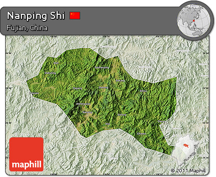 Satellite Map of Nanping Shi, lighten