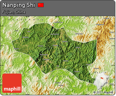 Satellite Map of Nanping Shi, physical outside