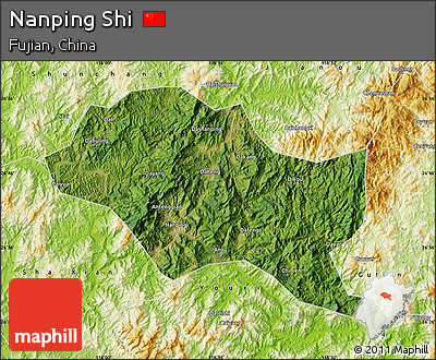 Satellite Map of Nanping Shi, physical outside