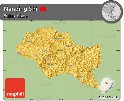 Savanna Style Map of Nanping Shi, single color outside
