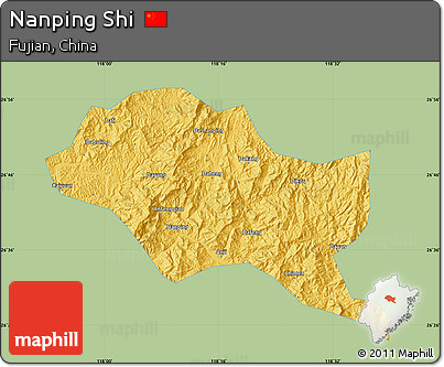 Savanna Style Map of Nanping Shi, single color outside
