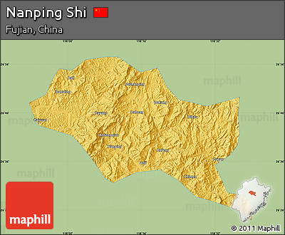 Savanna Style Map of Nanping Shi, single color outside