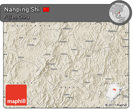 Shaded Relief Map of Nanping Shi