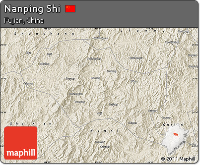 Shaded Relief Map of Nanping Shi