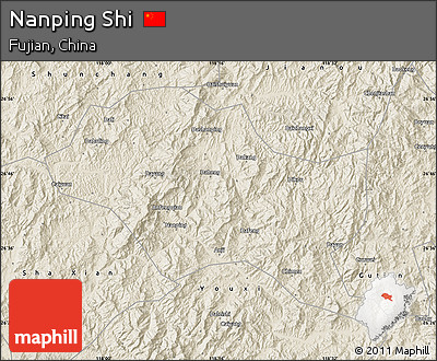 Shaded Relief Map of Nanping Shi