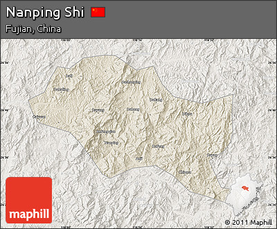 Shaded Relief Map of Nanping Shi, lighten