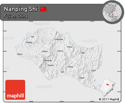 Silver Style Map of Nanping Shi, single color outside