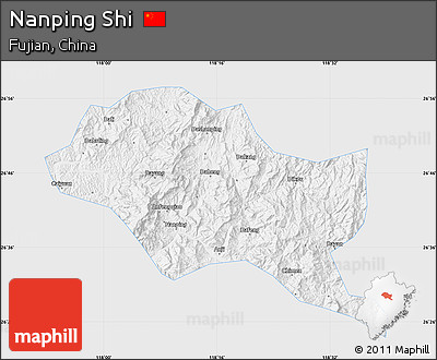 Silver Style Map of Nanping Shi, single color outside