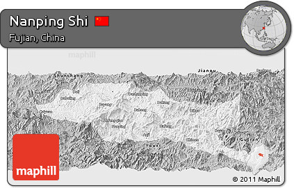 Gray Panoramic Map of Nanping Shi