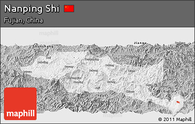 Gray Panoramic Map of Nanping Shi