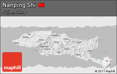 Gray Panoramic Map of Nanping Shi, single color outside