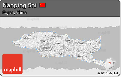 Gray Panoramic Map of Nanping Shi, single color outside