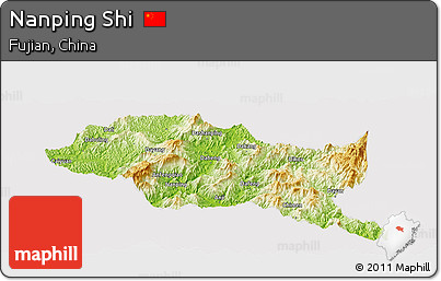 Physical Panoramic Map of Nanping Shi, cropped outside