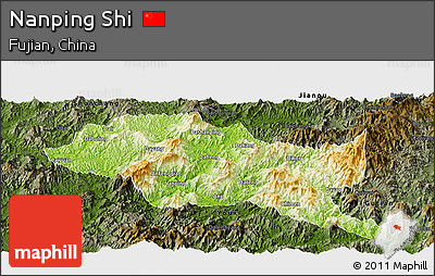Physical Panoramic Map of Nanping Shi, darken