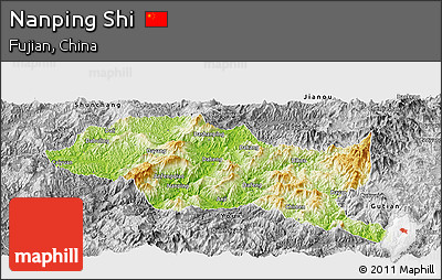 Physical Panoramic Map of Nanping Shi, desaturated