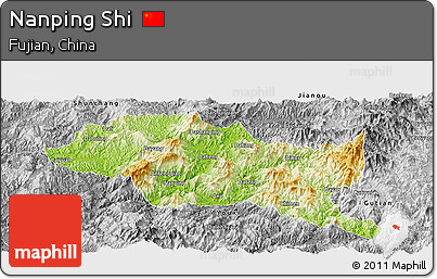 Physical Panoramic Map of Nanping Shi, desaturated