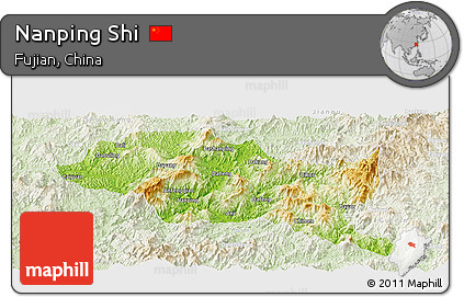 Physical Panoramic Map of Nanping Shi, lighten